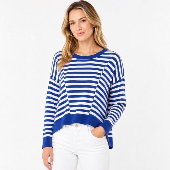 MICHAEL Michael Kors Sweaters - Michael Kors Blue White Nautical‎ Stripe Sweater | Coastal Chic | Size Small